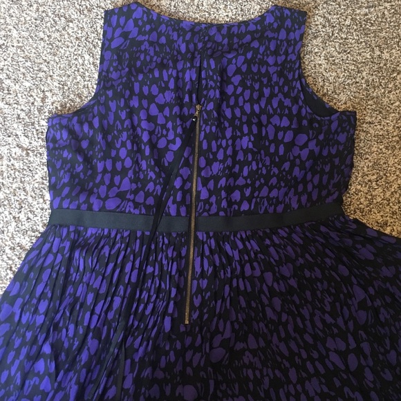 Loft Purple Leopard Pleated Cocktail Dress - Picture 3 of 7